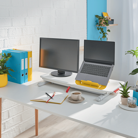 Leitz Cosy Standing Desk Converter with Sliding Keyboard Tray