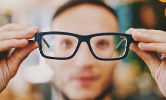 person looking through glasses