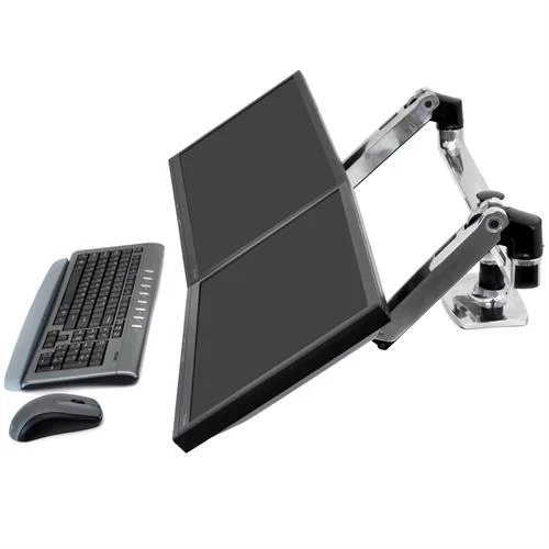 Ergotron LX Dual Side-by-Side Arm - Polished Aluminium