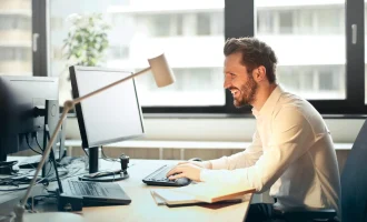 Office worker with a DSE set up